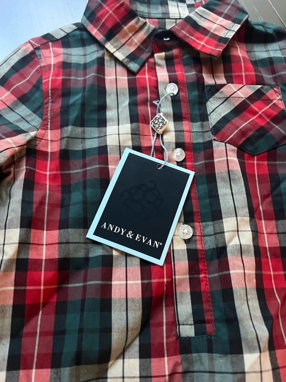 New - Andy & Evan Plaid Christmas Romper One-Piece Outfit